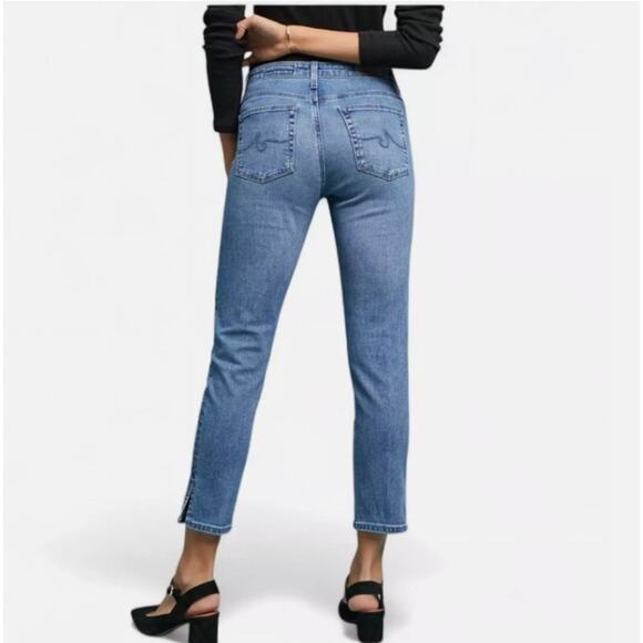 Anthropologie AG Stevie High-Rise Ankle Slit Crop Jeans Dark Wash Womens Size 30 - Picture 2 of 11